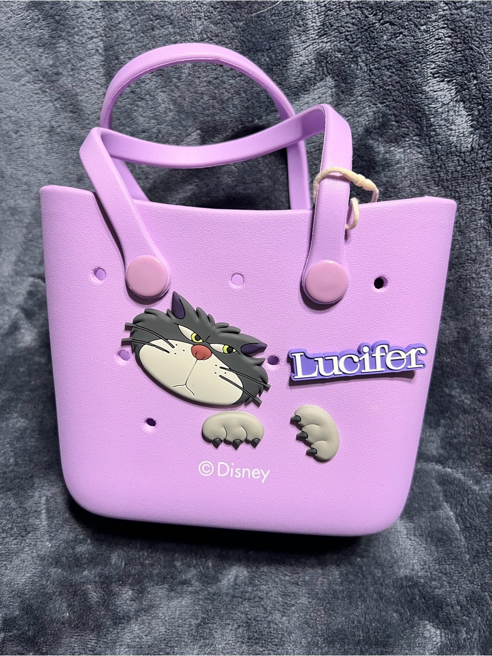 Miniso Disney Lucifer Cat Croc Shoe Charm Mini Tote Bag